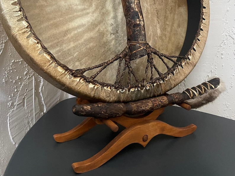 Handmade Shamanic Drum Stand ritual altar holder