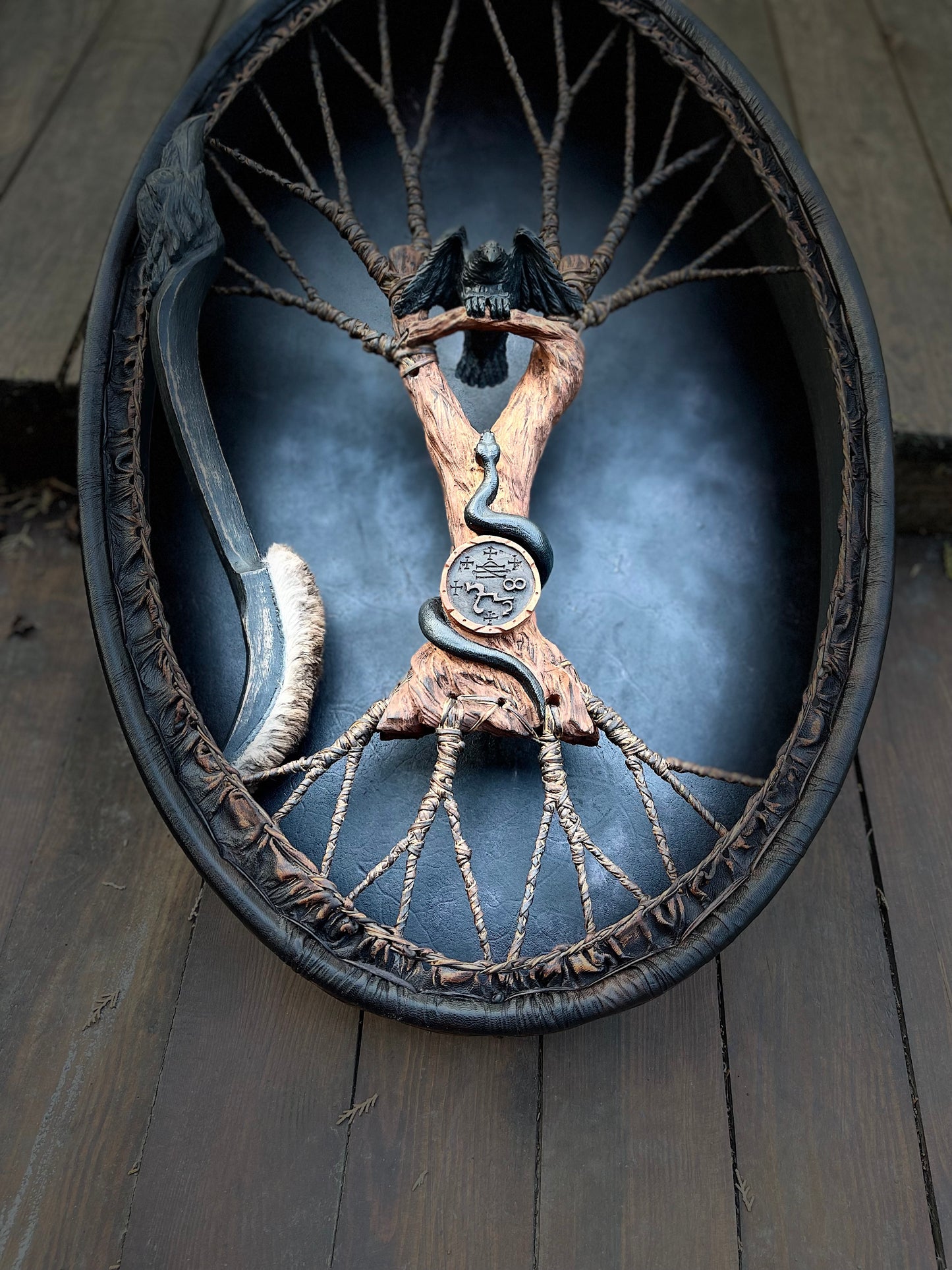 Shamanic Drum 'Raven and Snake' — 28/20" Oval Flagship