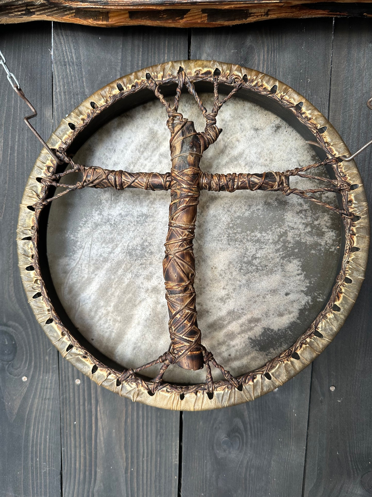 Shamanic Drum 'Spirit of the Forest' — 12" Round Cross-Handle