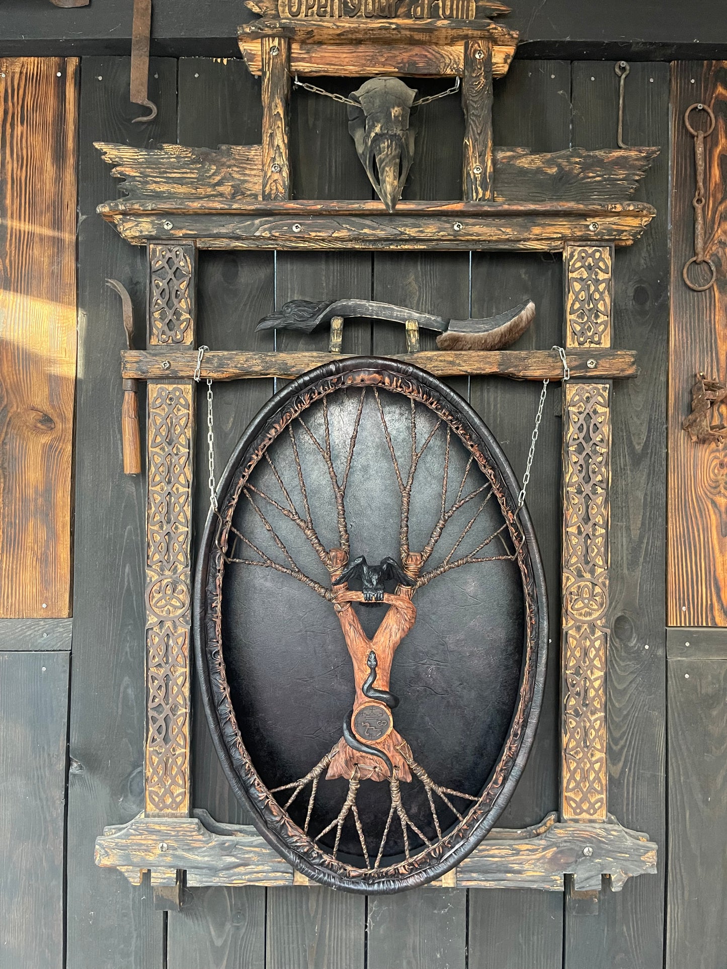 Shamanic Drum 'Raven and Snake' — 28/20" Oval Flagship
