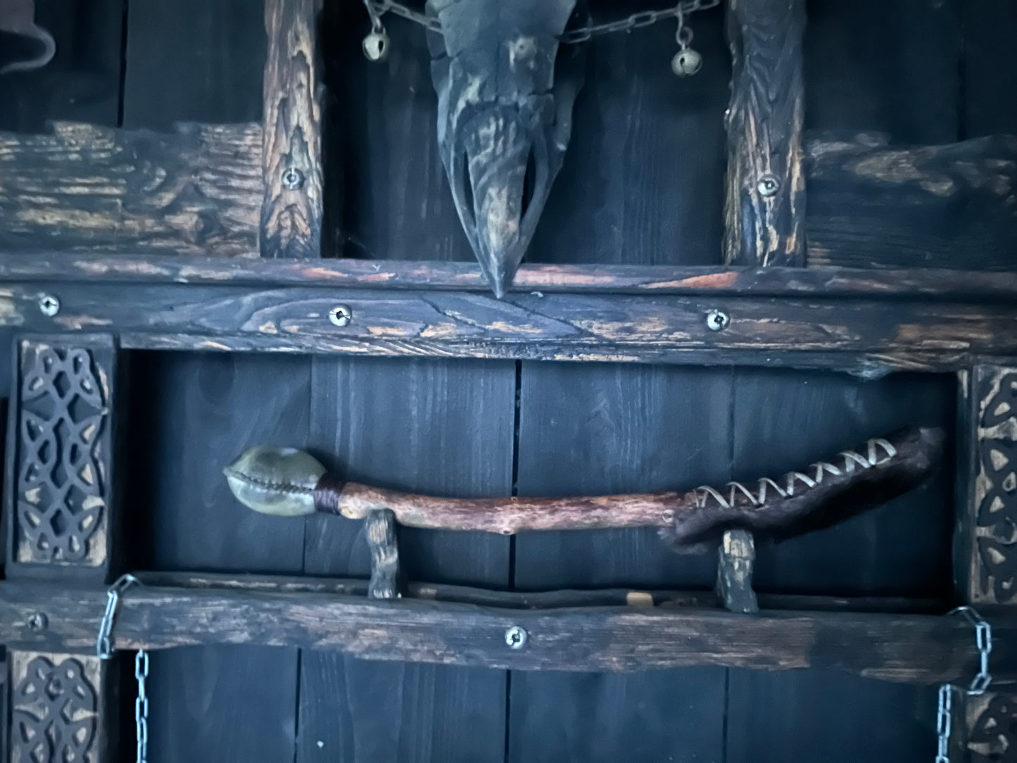 Shamanic rattle and beater (two sides )