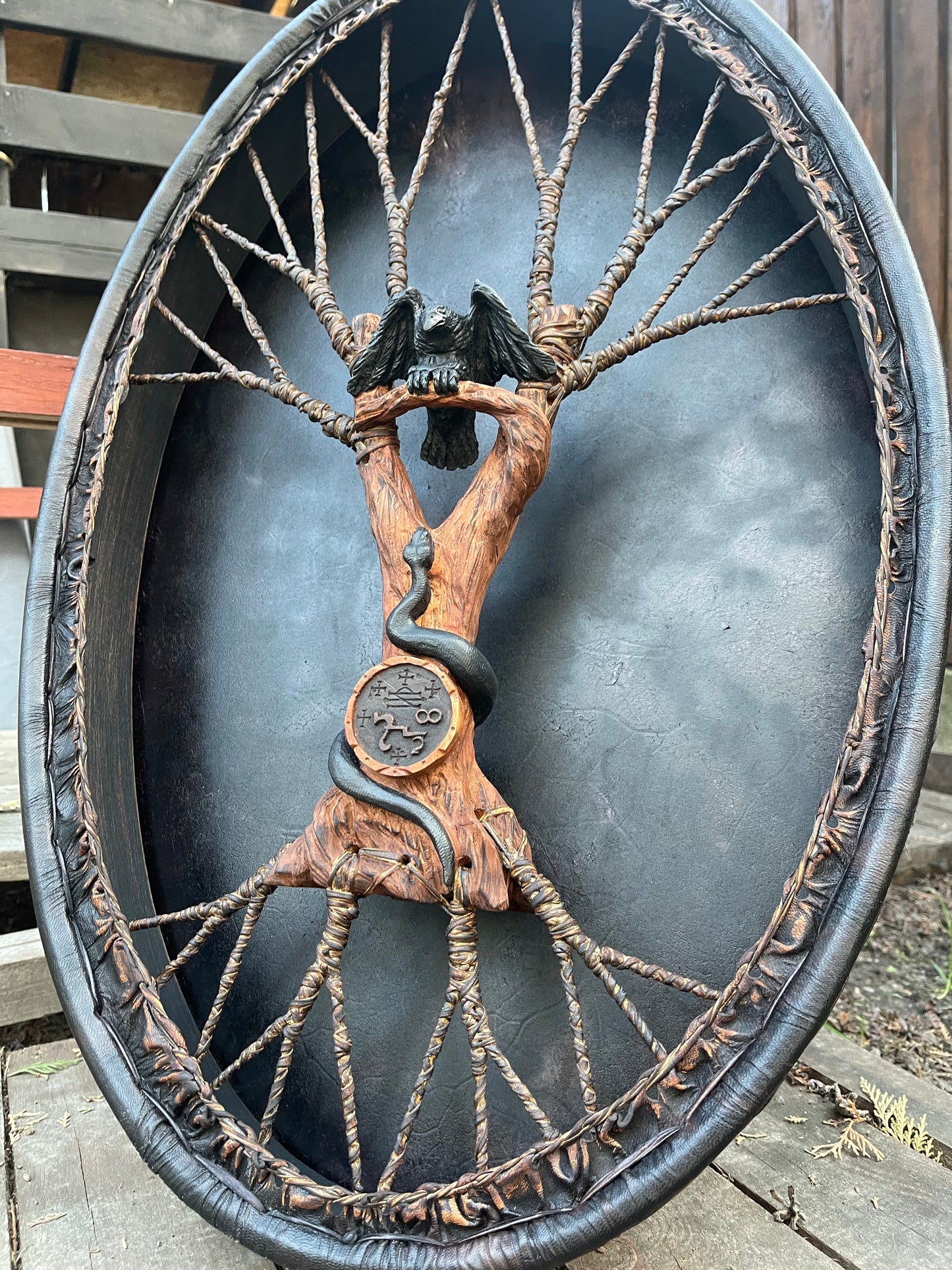 Shamanic Drum 'Raven and Snake' — 28/20" Oval Flagship