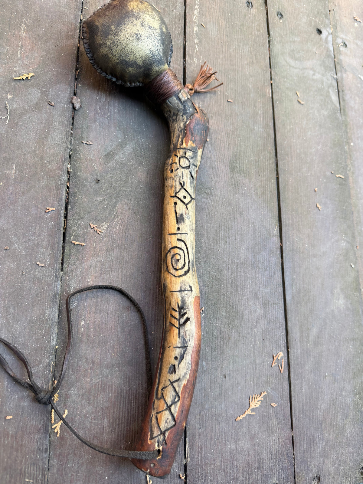 Shamanic Rattle Classic — with Carved Elements