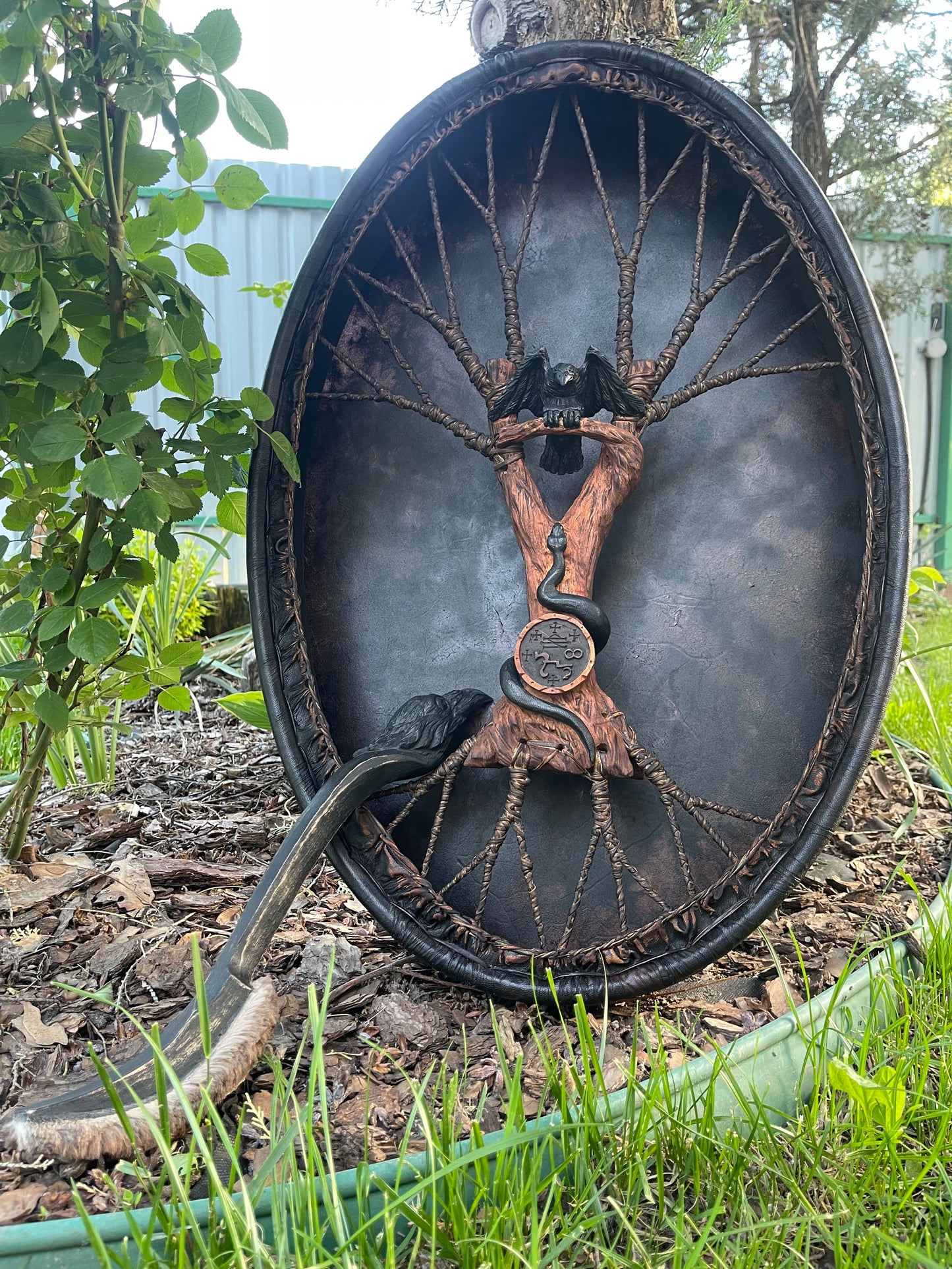 Shamanic Drum 'Raven and Snake' — 28/20" Oval Flagship