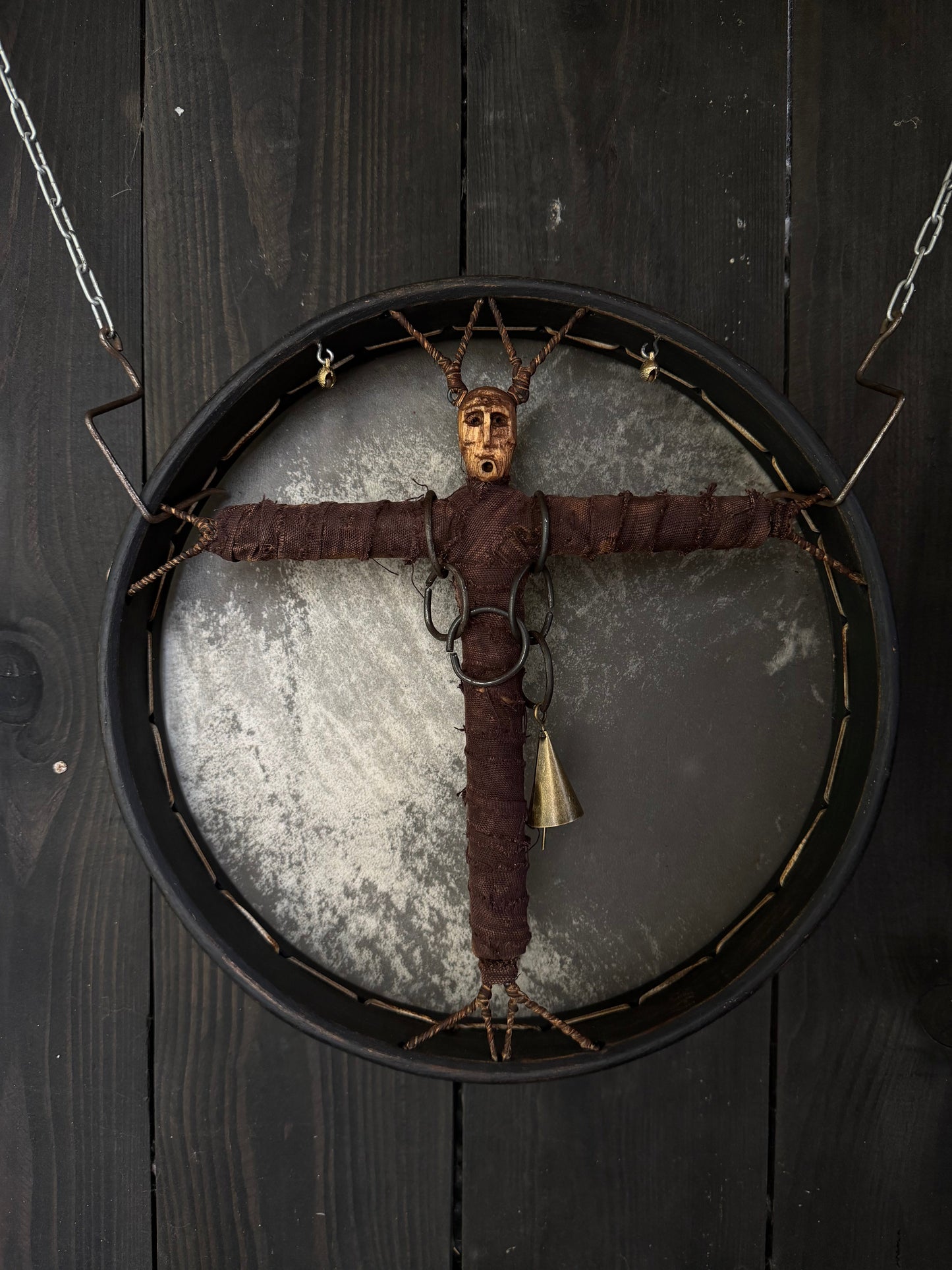Siberian Drum 'Keeper of the Way' — handmade 12-inch shamanic drum from Ukraine