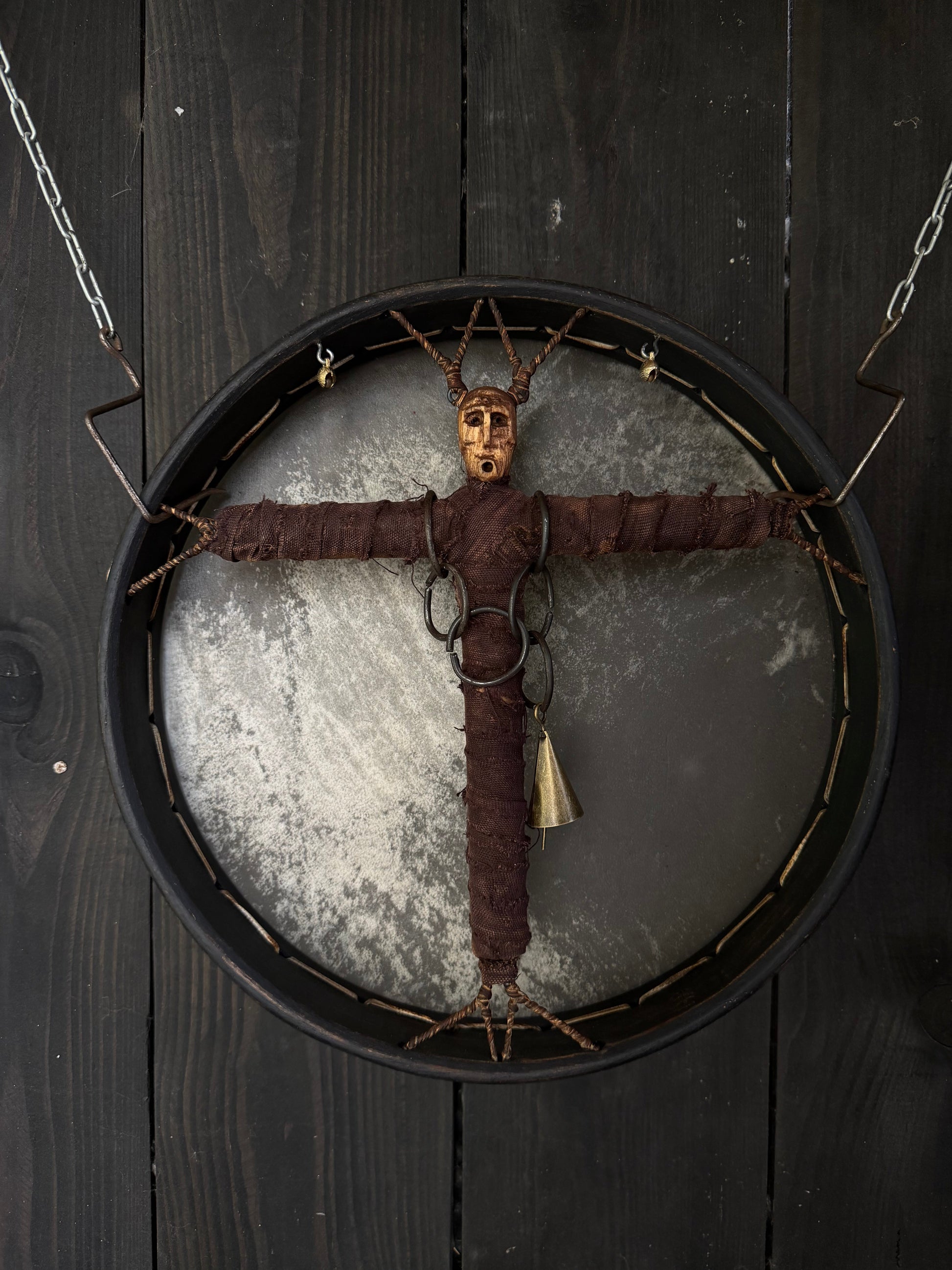 Siberian Drum 'Keeper of the Way' — handmade 12-inch shamanic drum from Ukraine