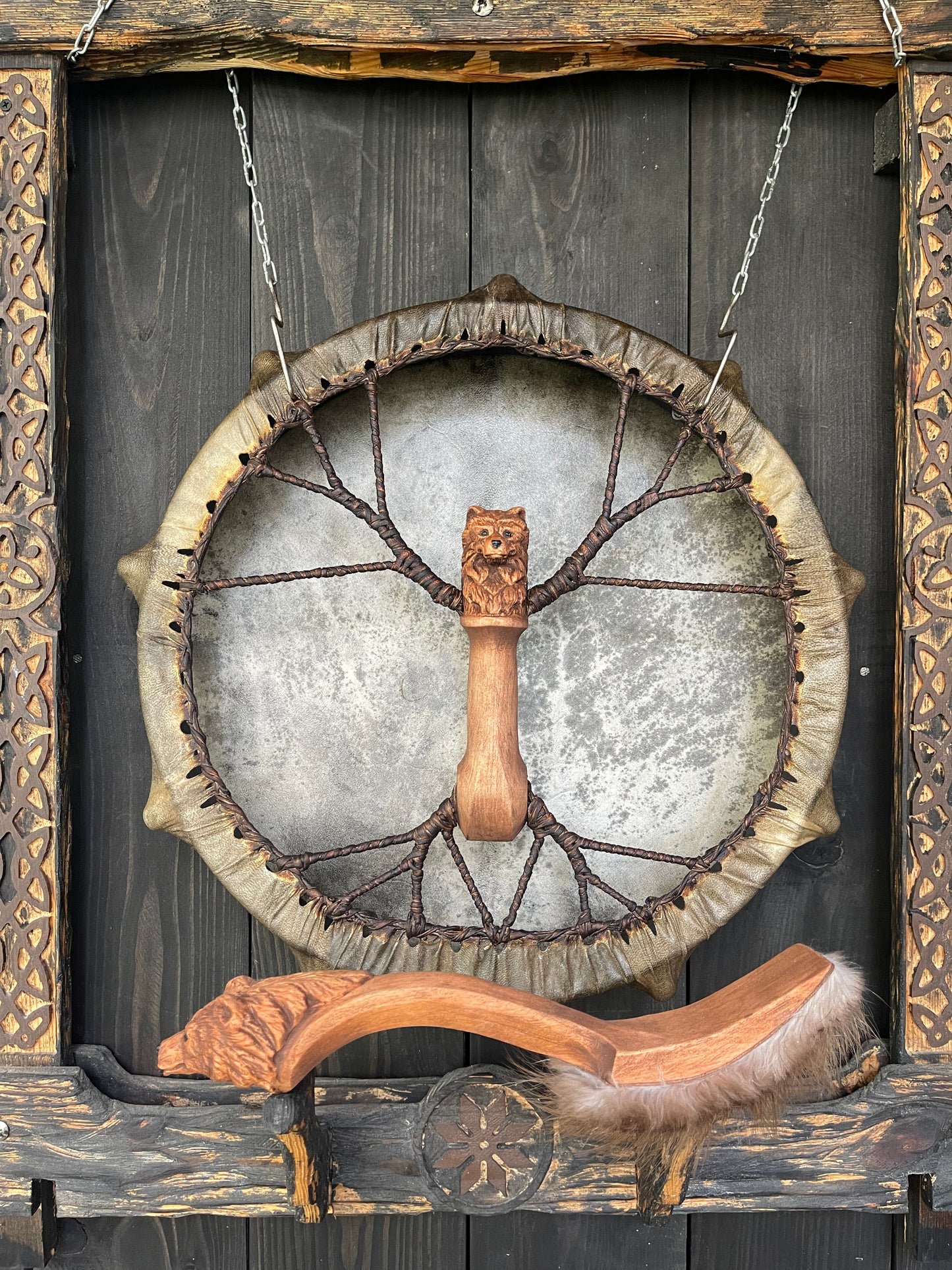 Shamanic Drum the Bear 16 inches