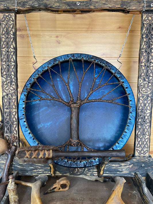 Shamanic Drum 'Tree of Life' — 20" Round (Blue)
