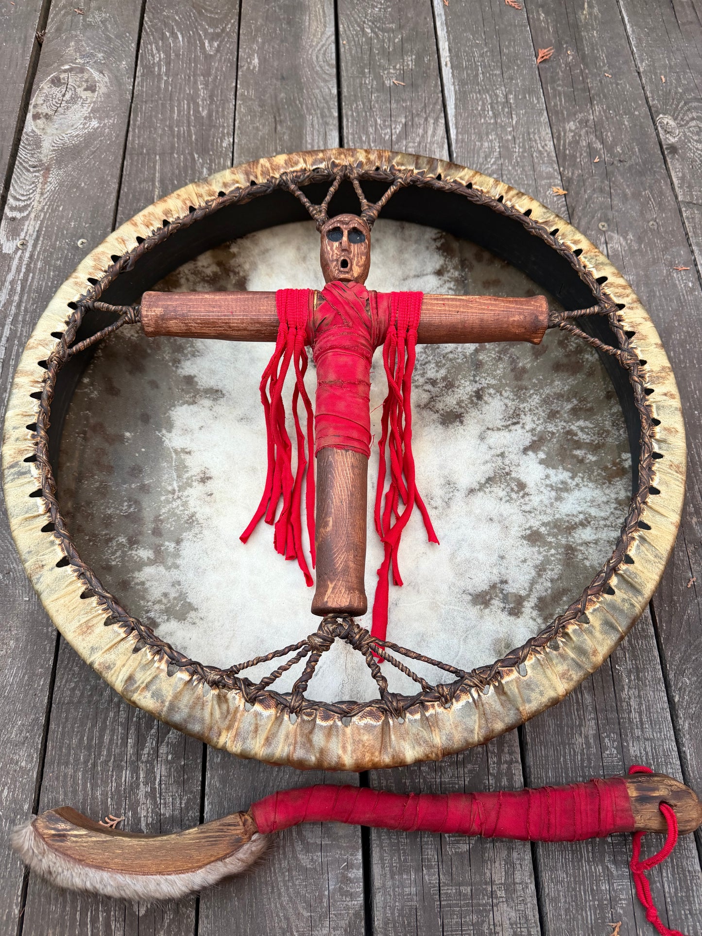 Siberian Shamanic Drum 18" — Cross-Handle