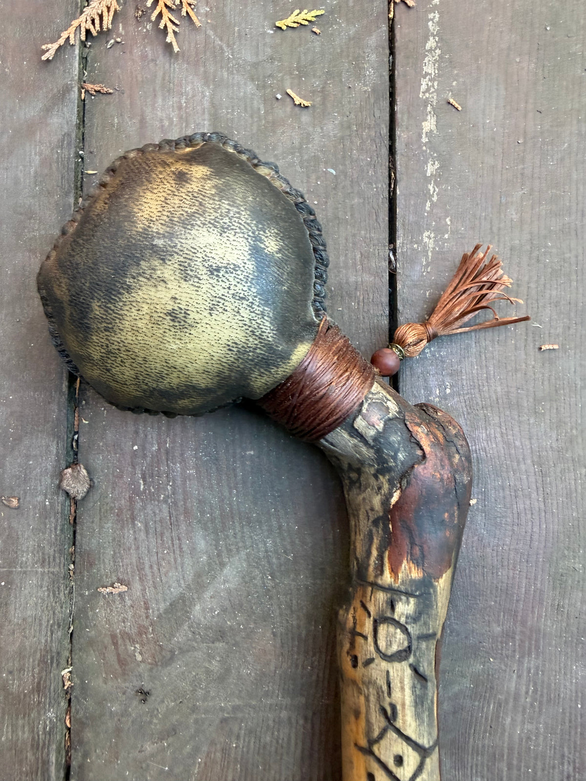 Shamanic Rattle Classic — with Carved Elements