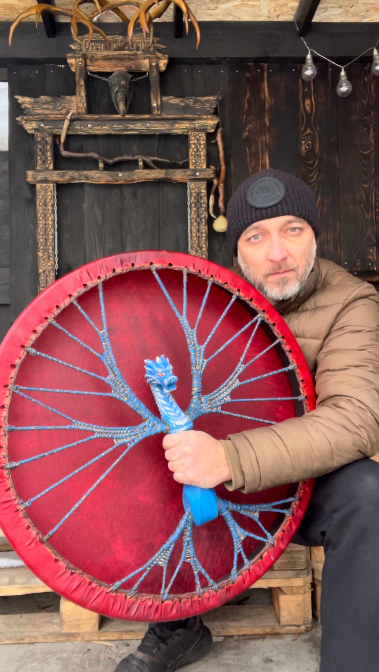 Шаманський бубон «Синій Дракон» — 24" (60 см)