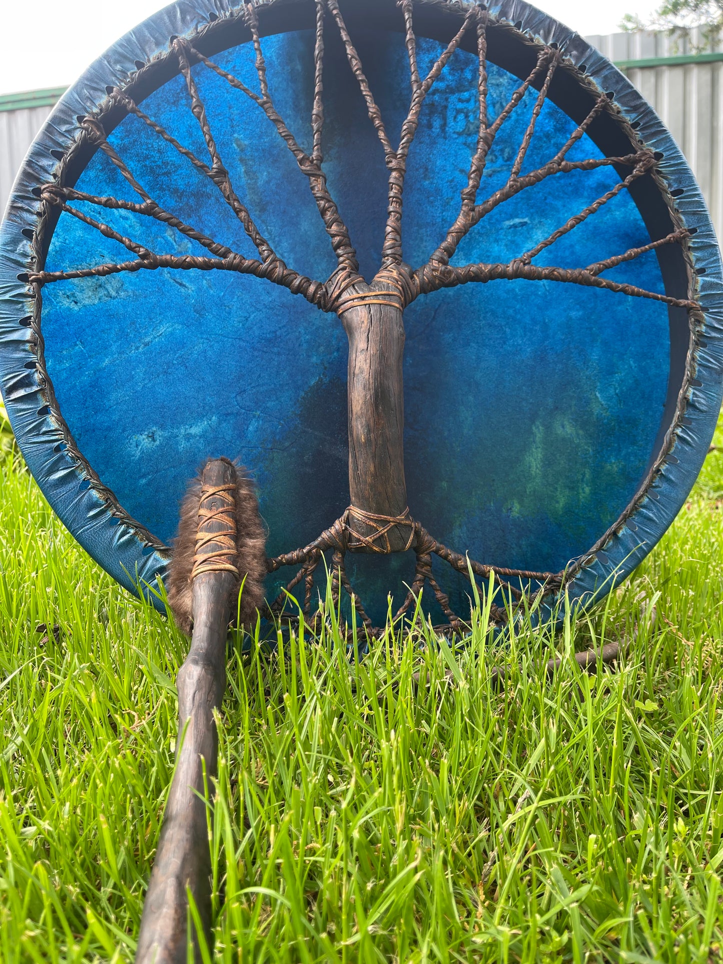 Shamanic Drum 'Tree of Life' — 20" Round (Blue)