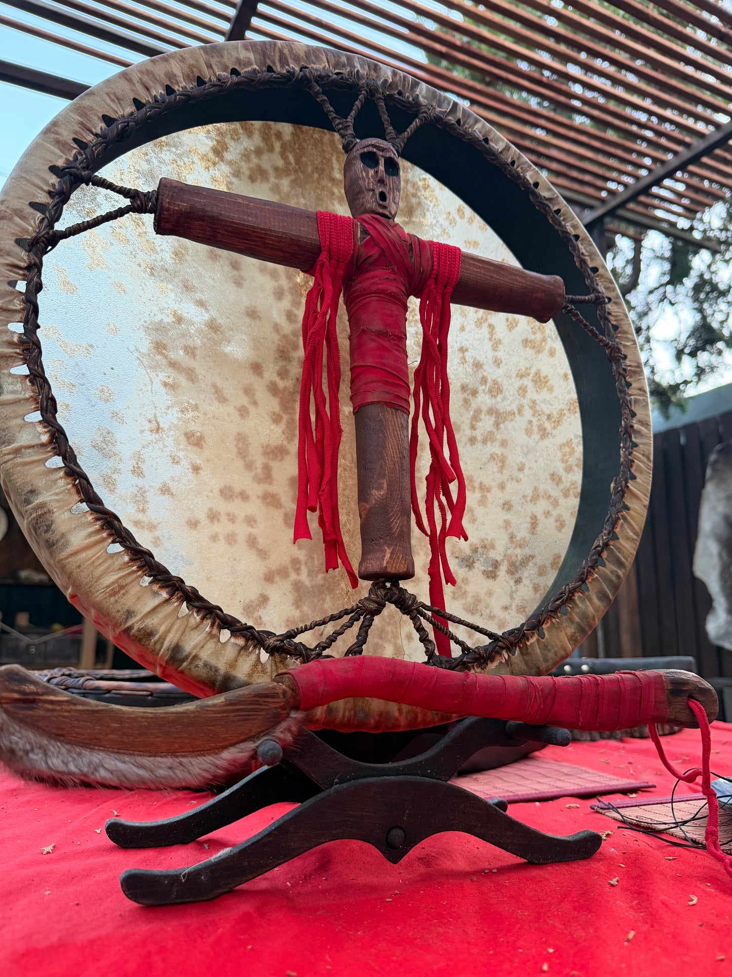 Siberian Shamanic Drum 18" — Cross-Handle