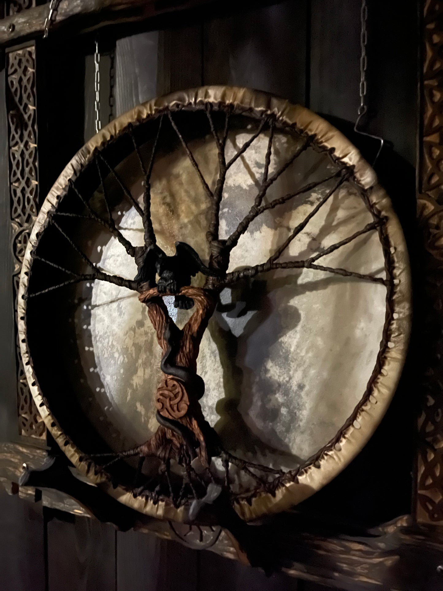 Shamanic Drum 'Raven and Snake' — 20" Round