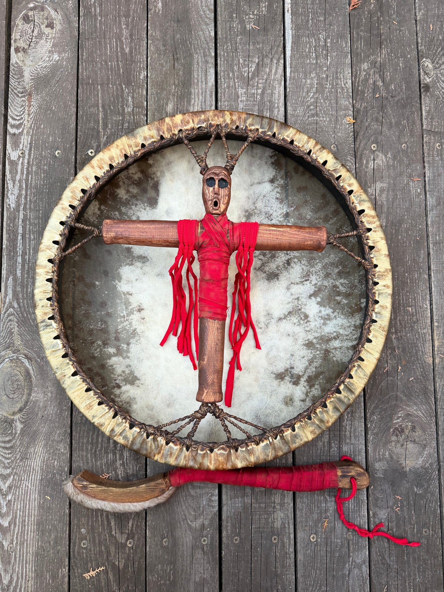 Siberian Shamanic Drum 18" — Cross-Handle