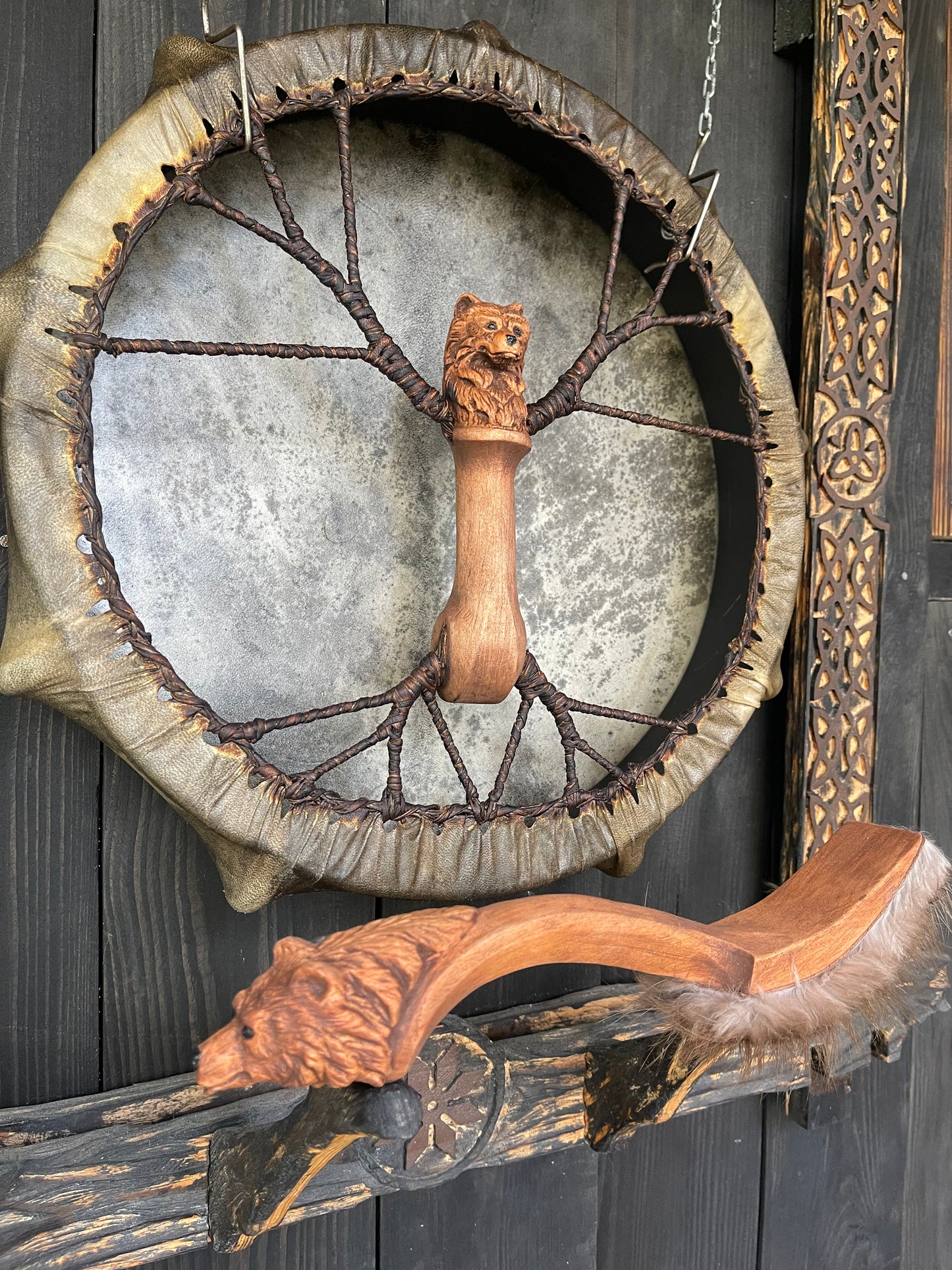 Shamanic Drum the Bear 16 inches
