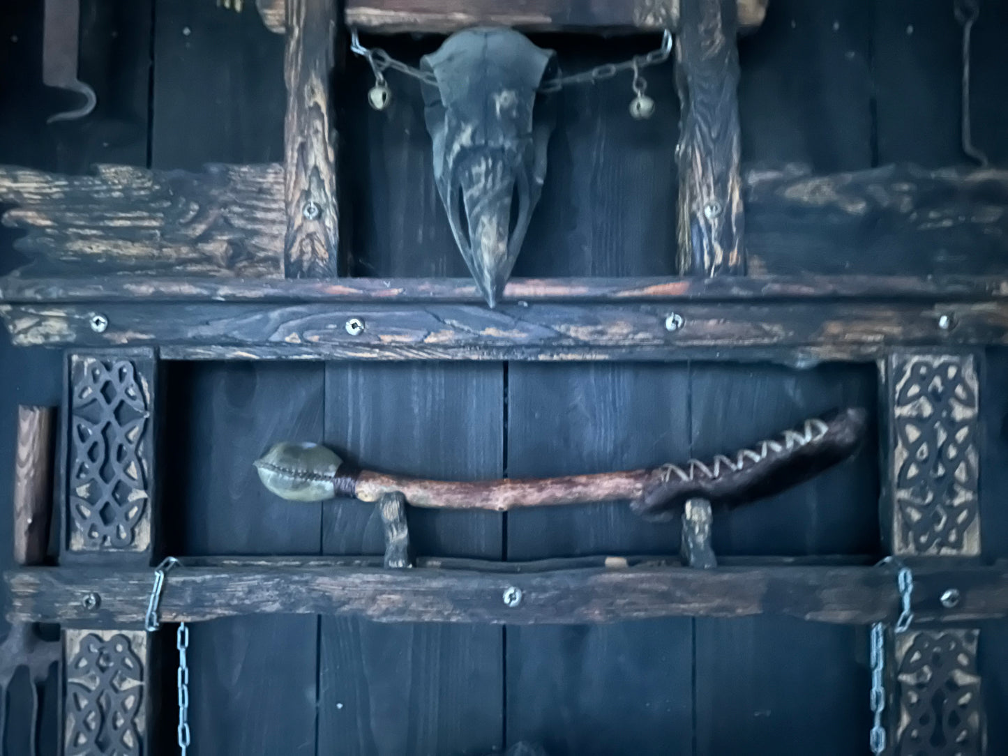 Shamanic rattle and beater (two sides )