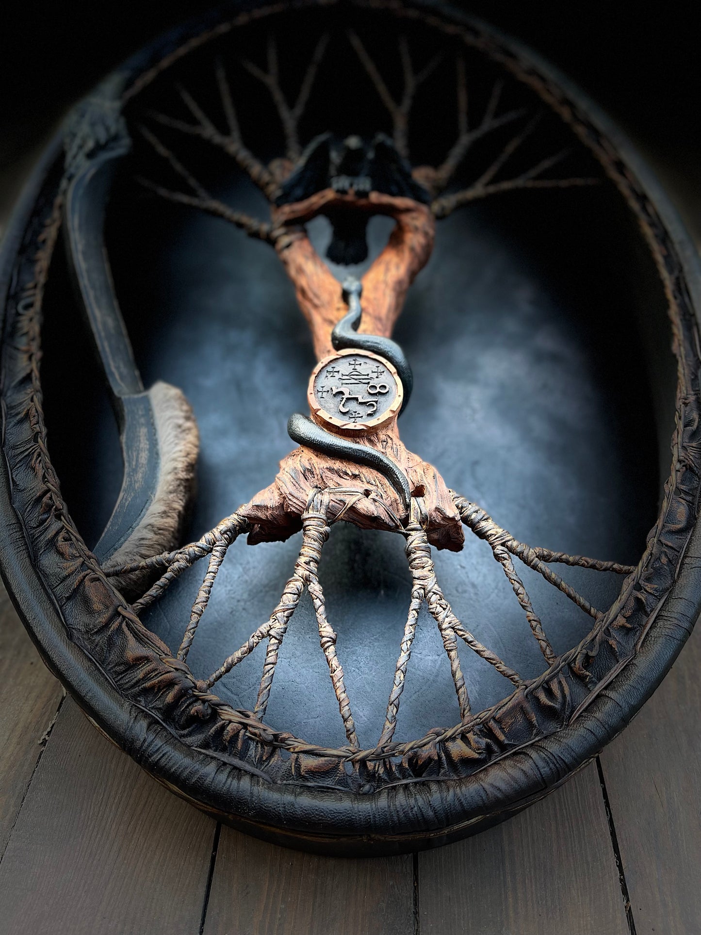 Shamanic Drum 'Raven and Snake' — 28/20" Oval Flagship
