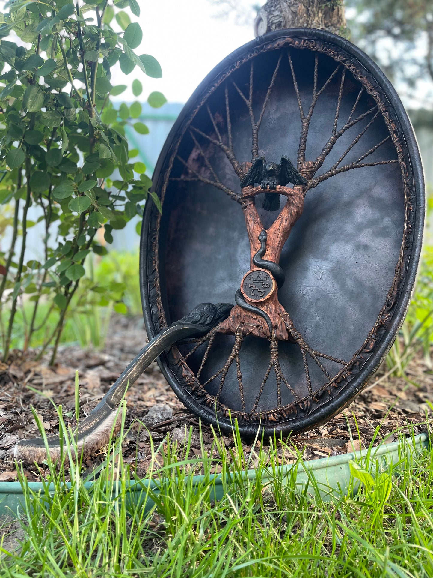 Shamanic Drum 'Raven and Snake' — 28/20" Oval Flagship