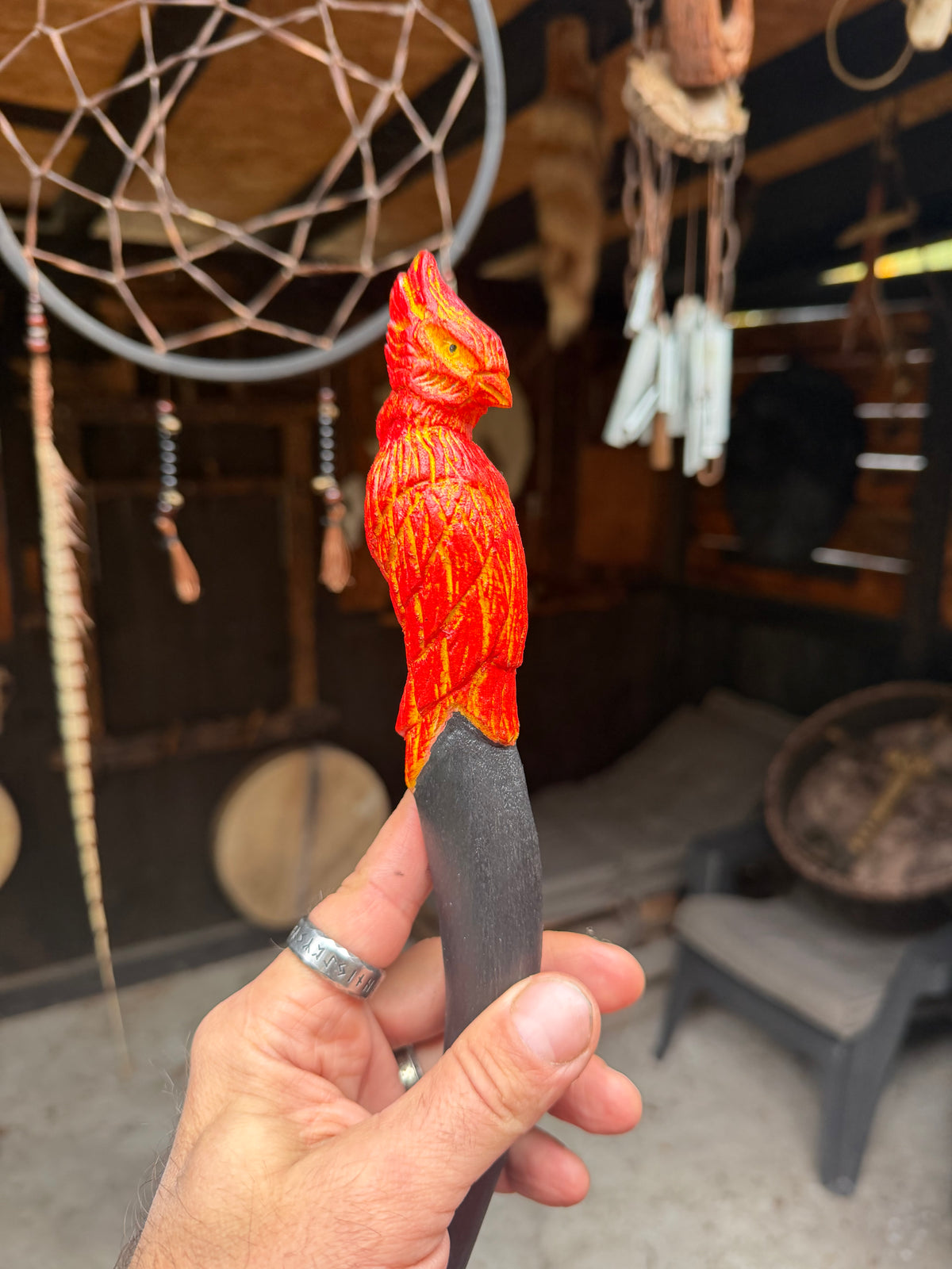 Shamanic Drum Beater 'Phoenix' — 16"