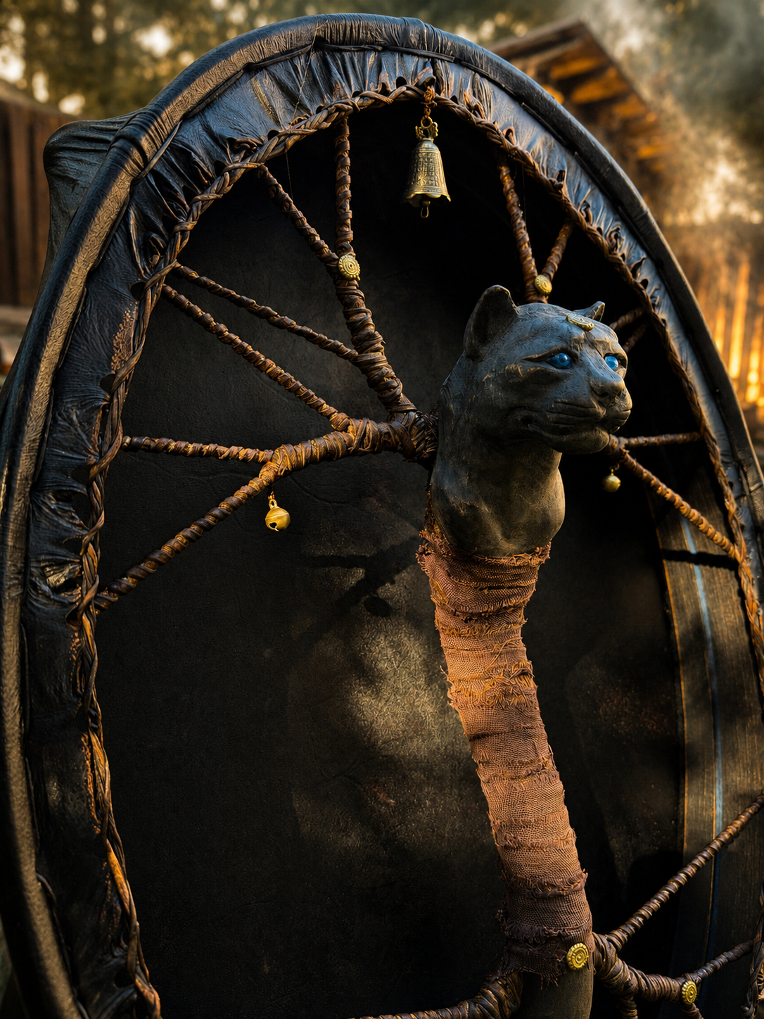 Shamanic Drum 'The Black Panther' — 24/20" Oval