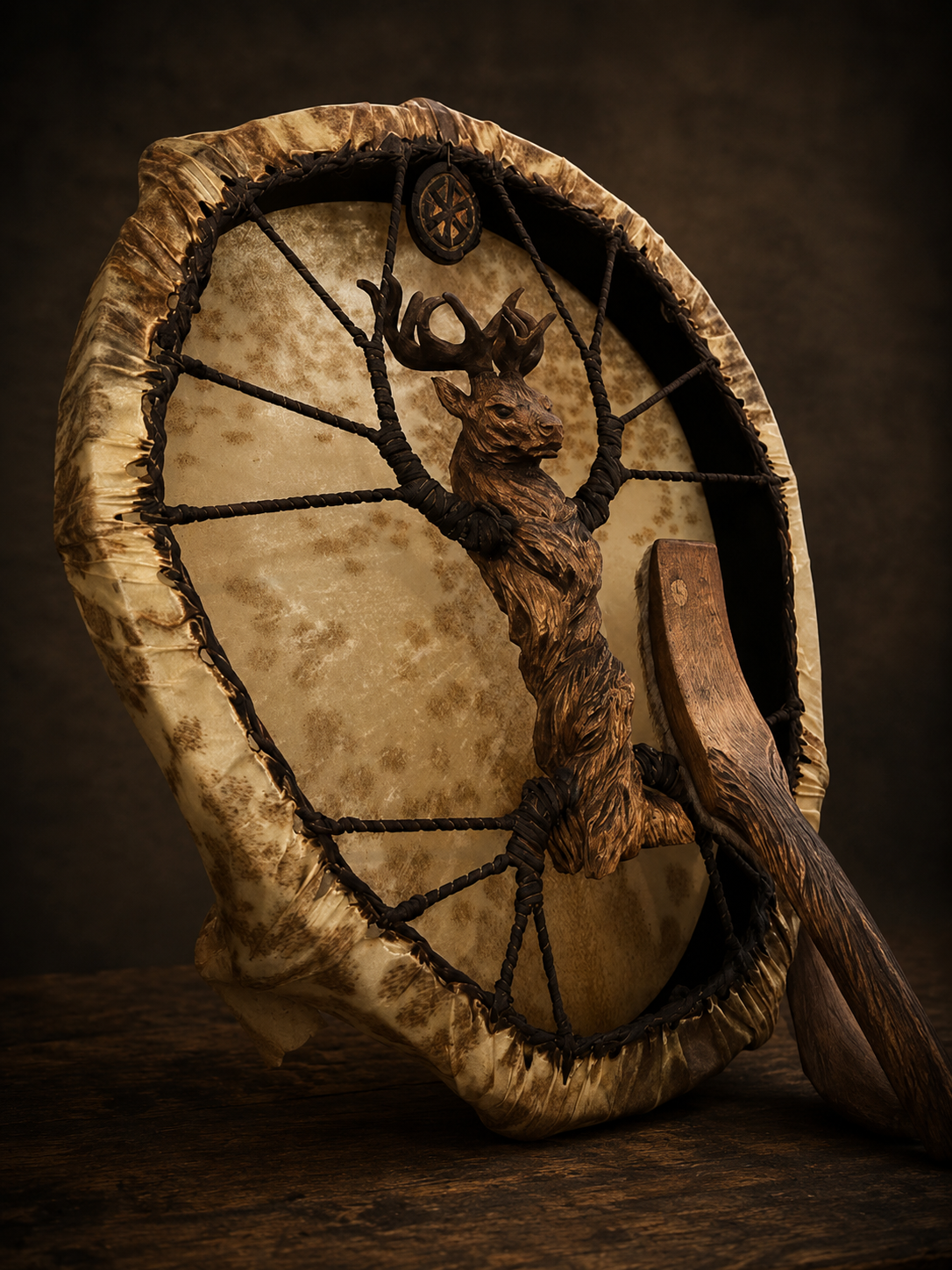Shamanic Drum Deer — 24/20" Oval