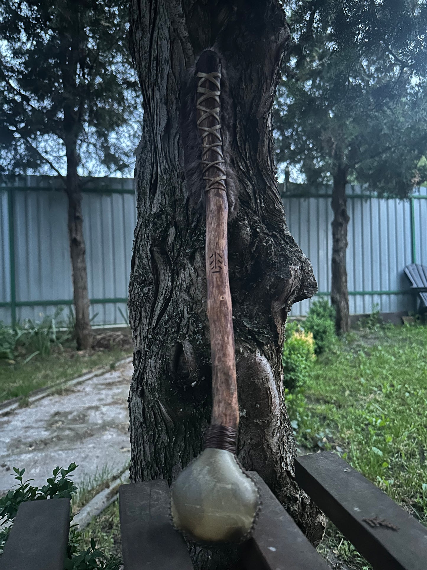 Shamanic rattle and beater (two sides )
