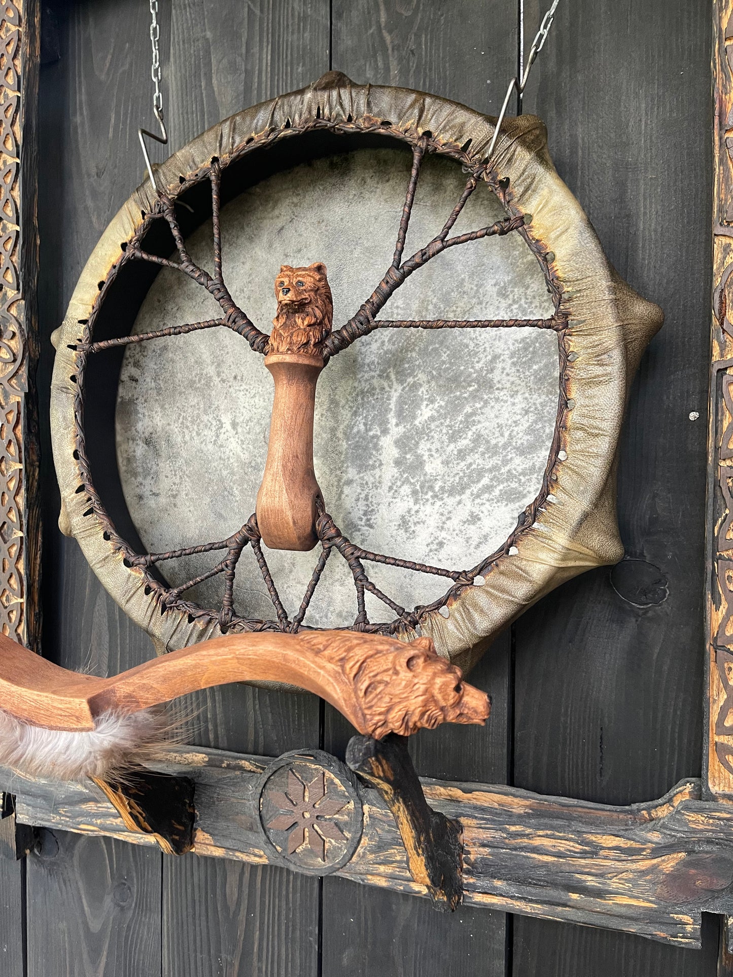 Shamanic Drum the Bear 16 inches