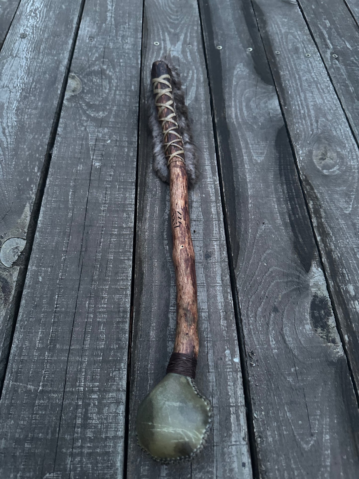 Shamanic rattle and beater (two sides )