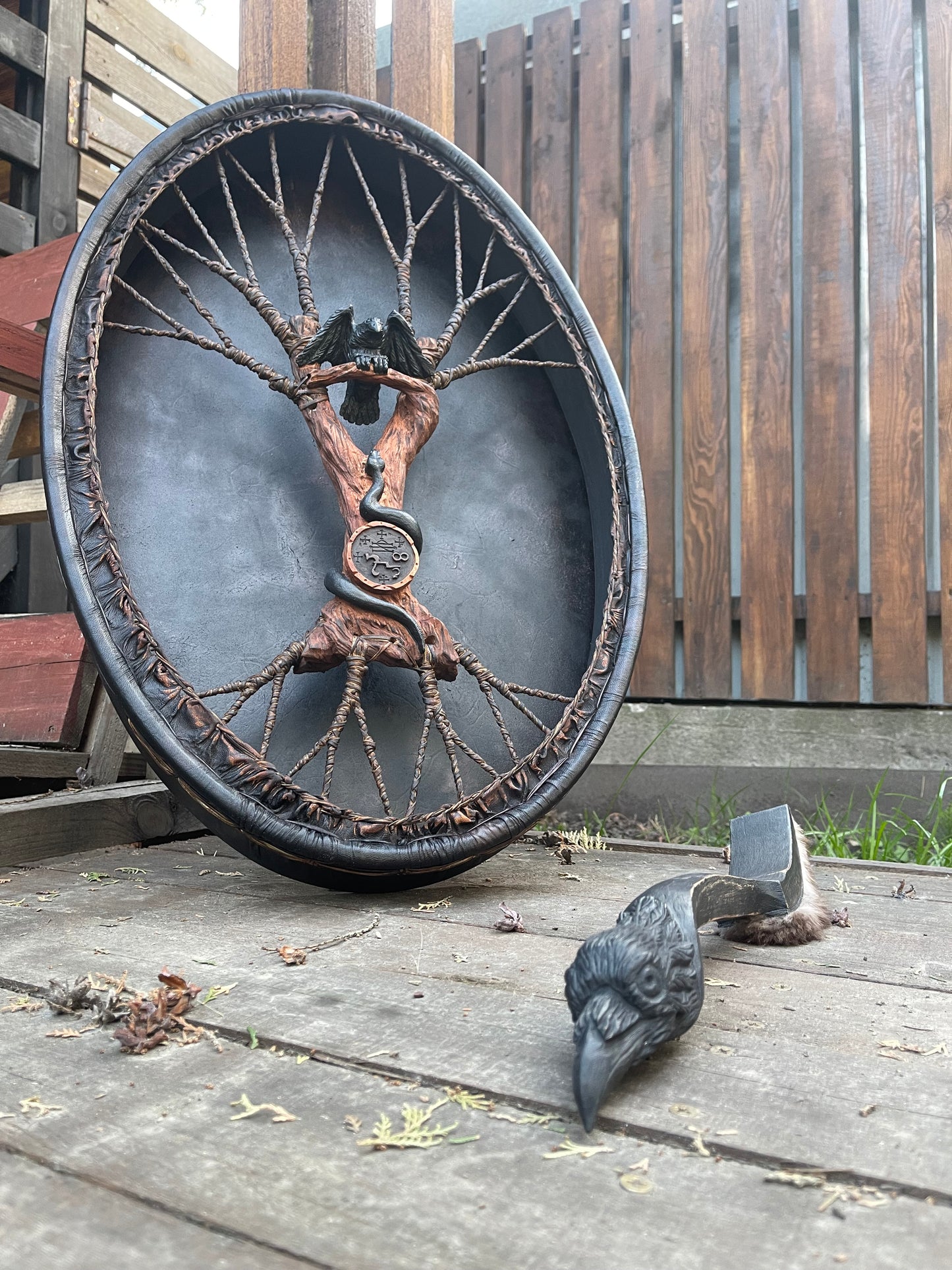 Shamanic Drum 'Raven and Snake' — 28/20" Oval Flagship