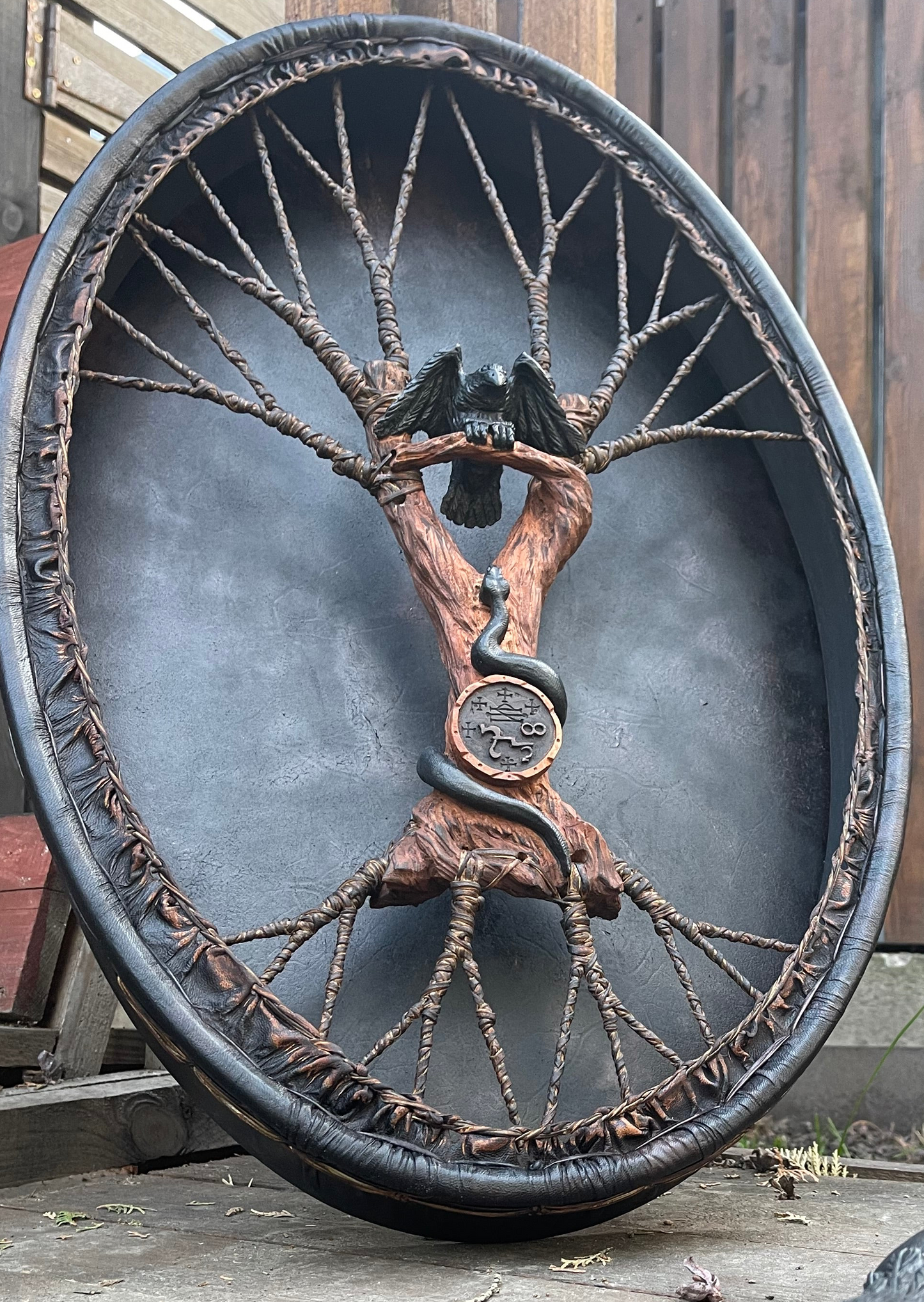Shamanic Drum 'Raven and Snake' — 28/20" Oval Flagship