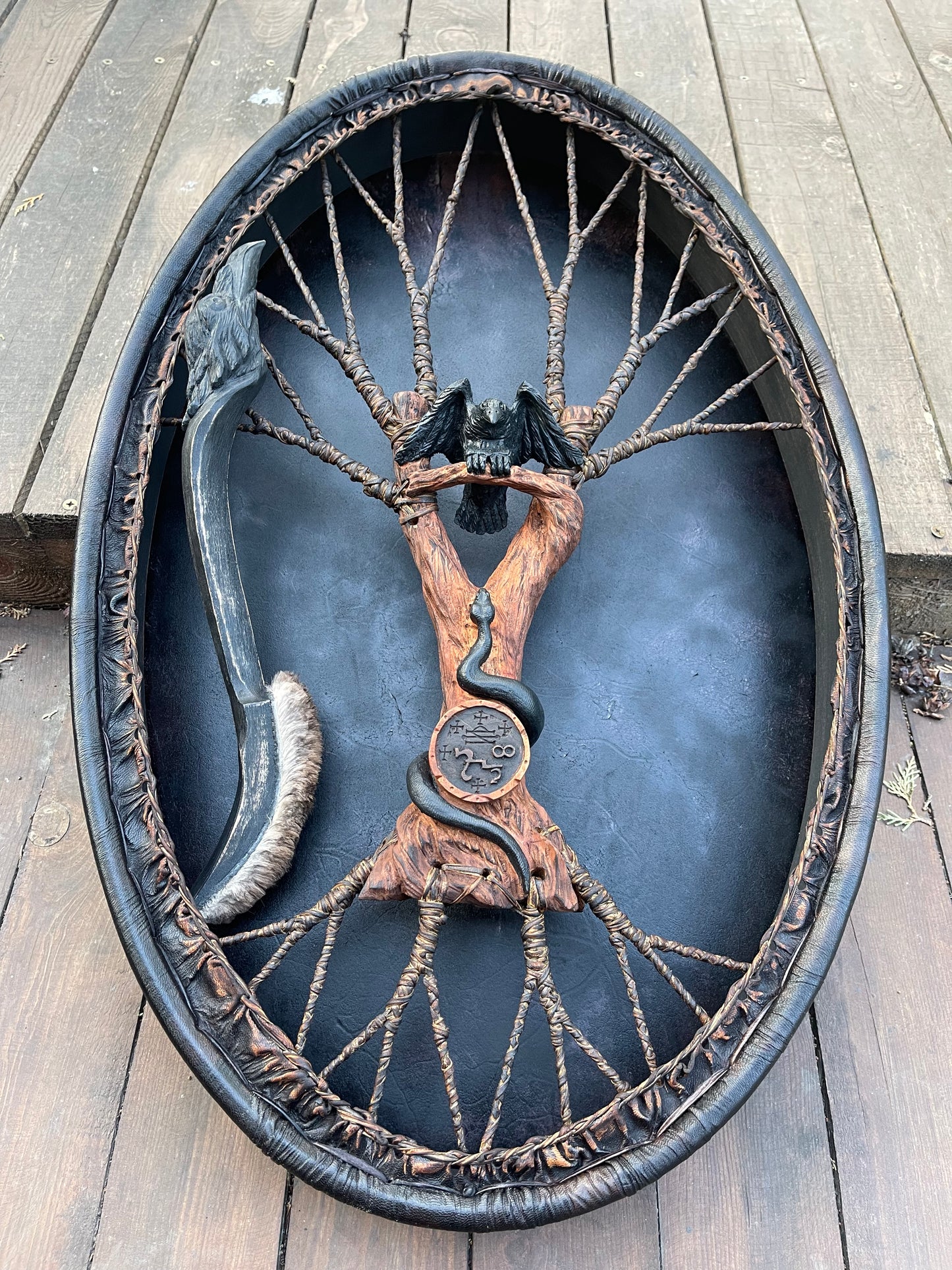 Shamanic Drum 'Raven and Snake' — 28/20" Oval Flagship