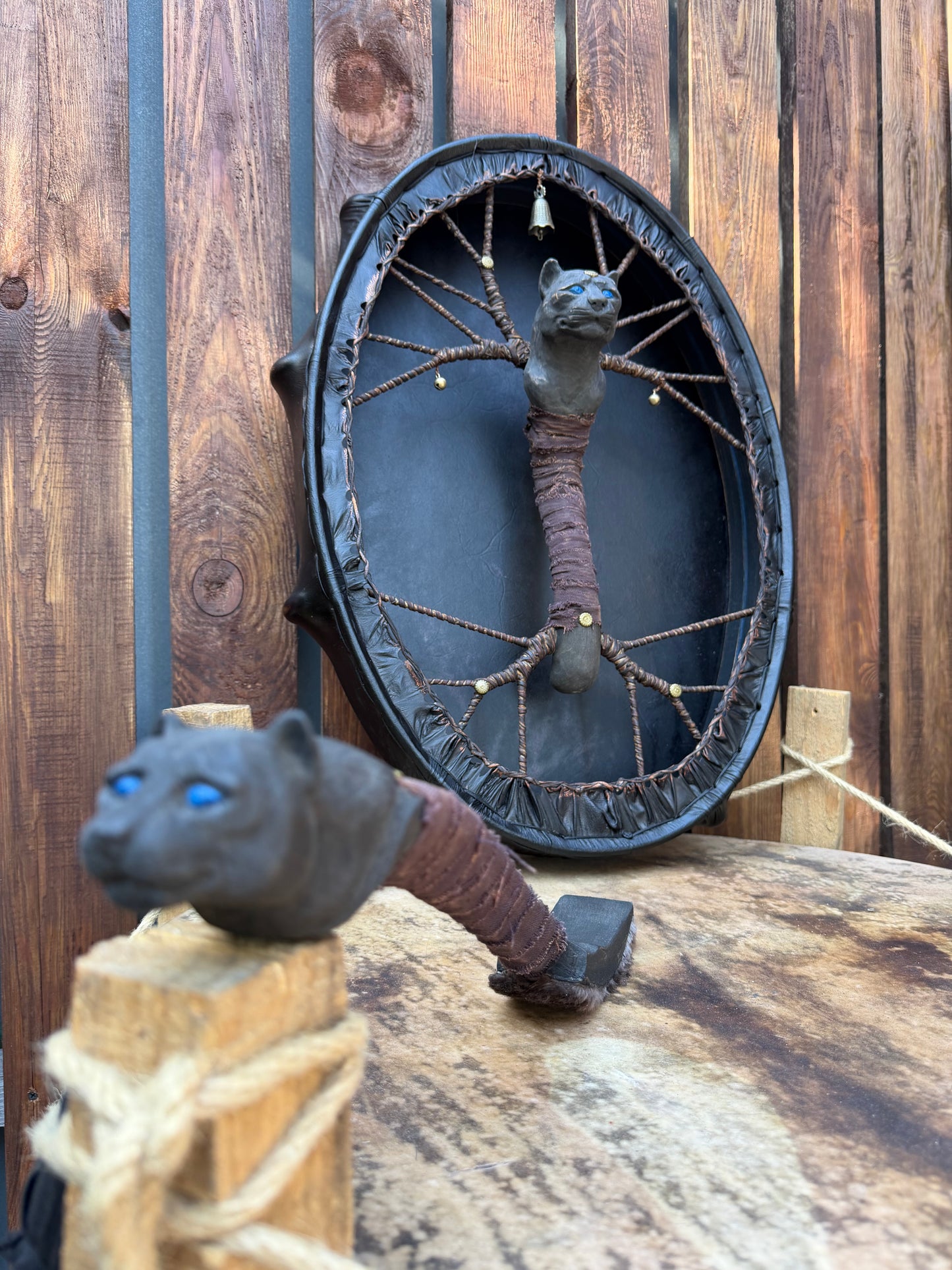 Shamanic Drum 'The Black Panther' — 24/20" Oval