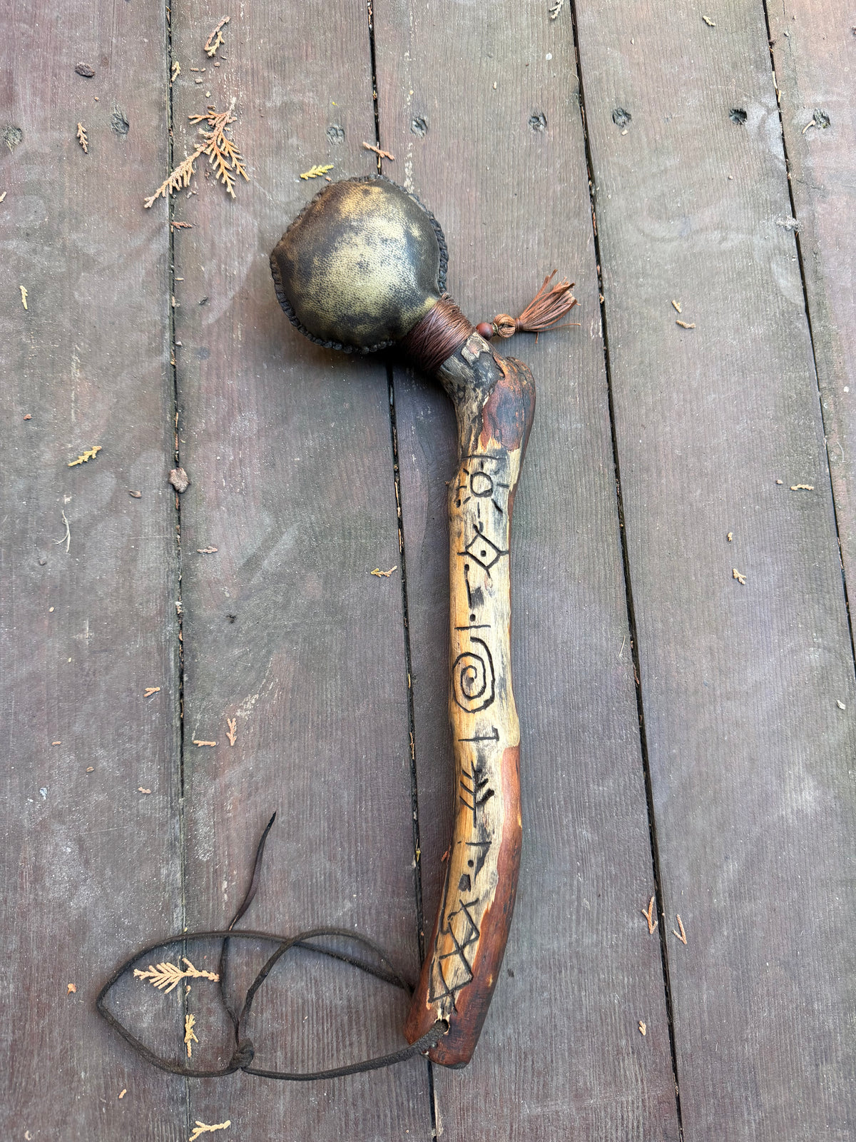 Shamanic Rattle Classic — with Carved Elements