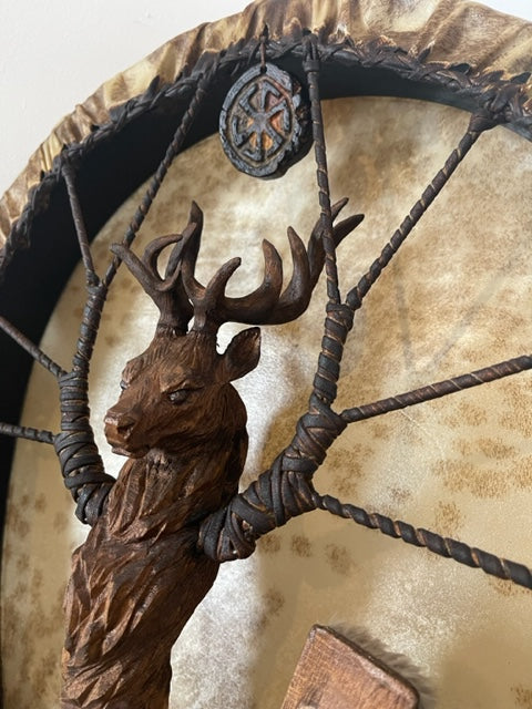 Shamanic Drum Deer — 24/20" Oval