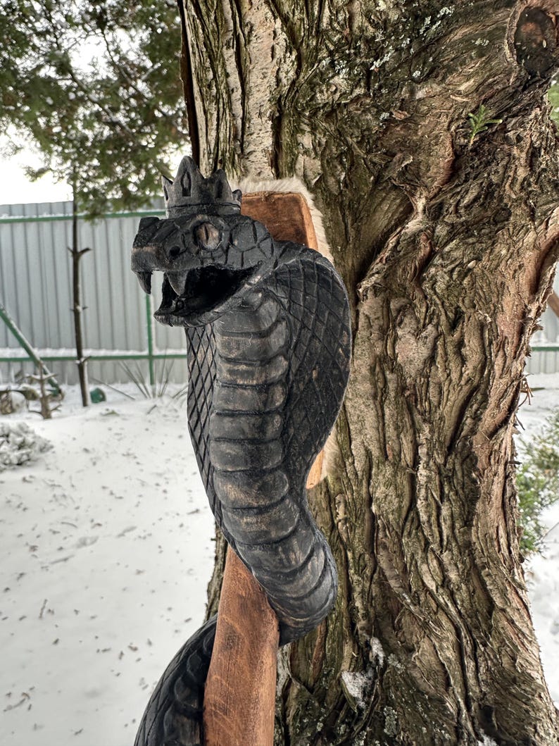 Shamanic Black Cobra Rattle rawhide spirit animal