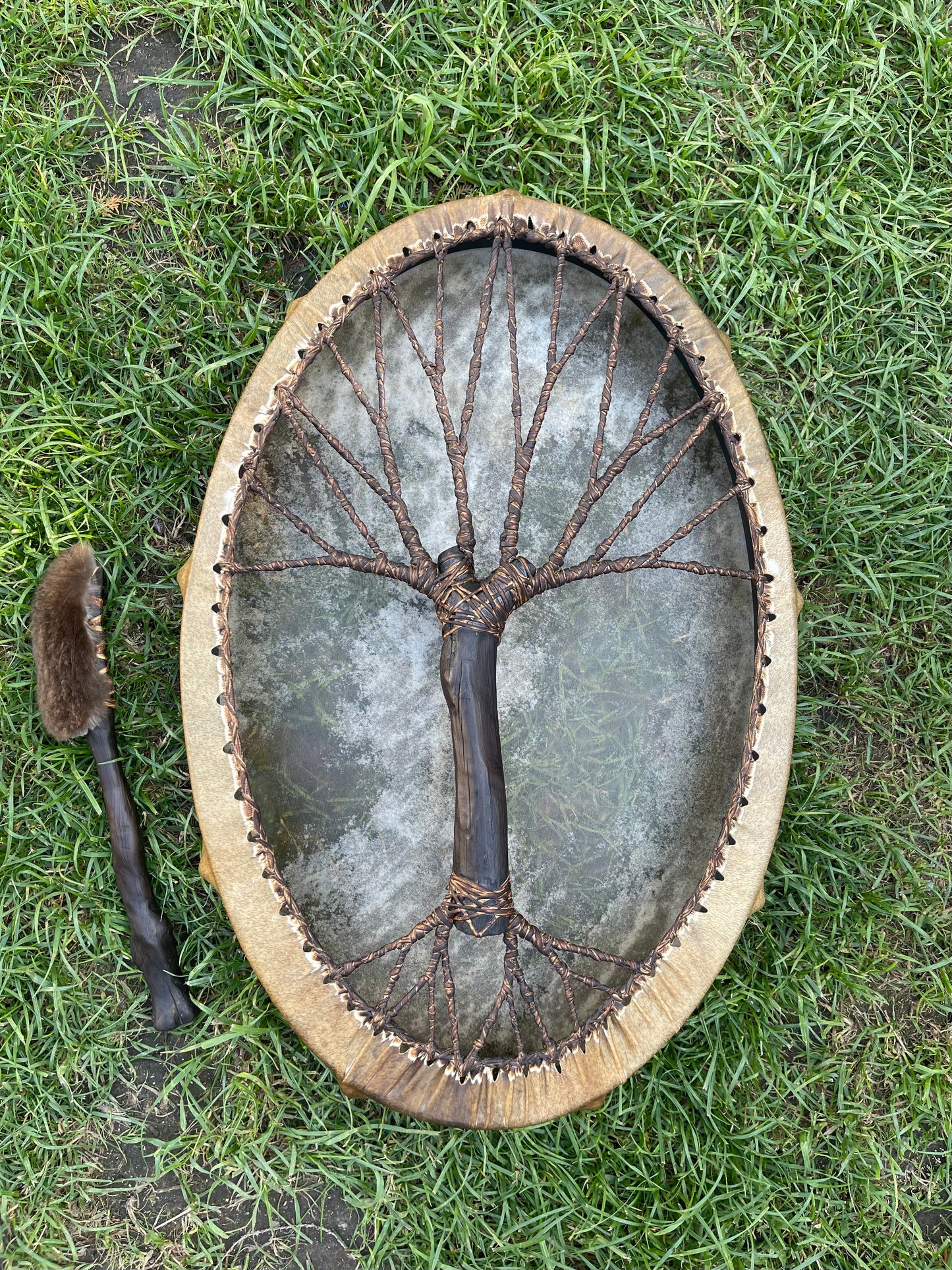 Shamanic Drum 'Tree of Life' — 28" × 20" Oval