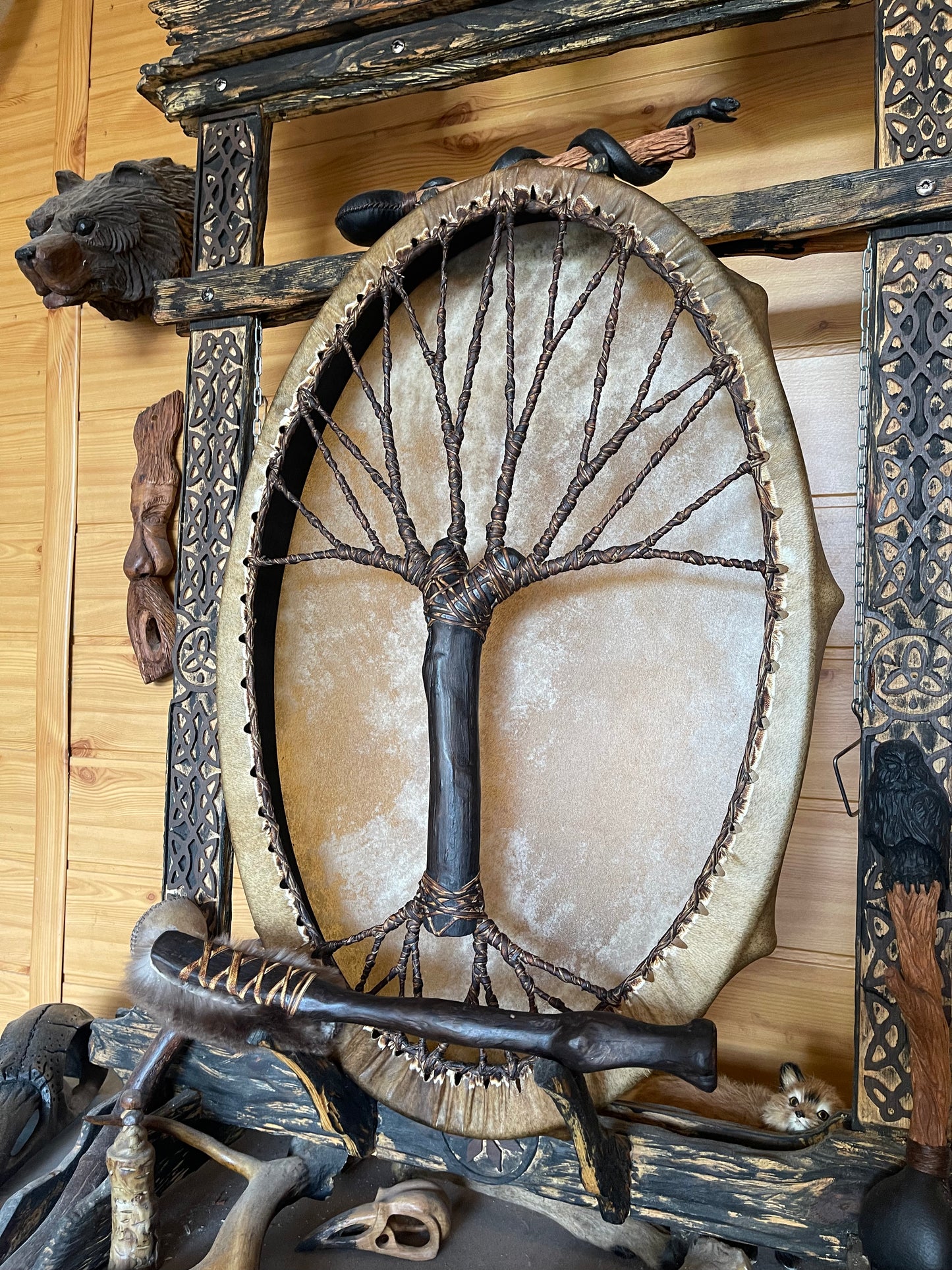 Shamanic Drum 'Tree of Life' — 28" × 20" Oval