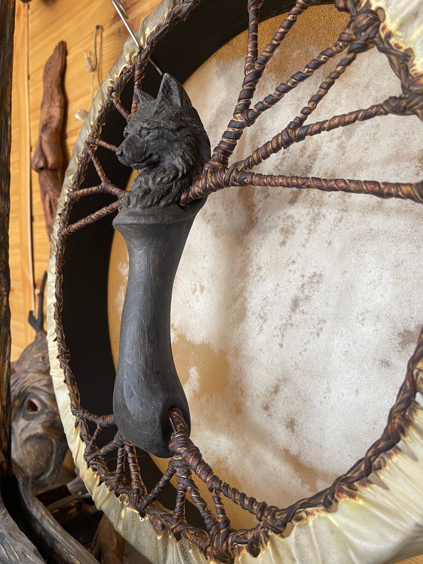 Shamanic Drum Wolf — 16"