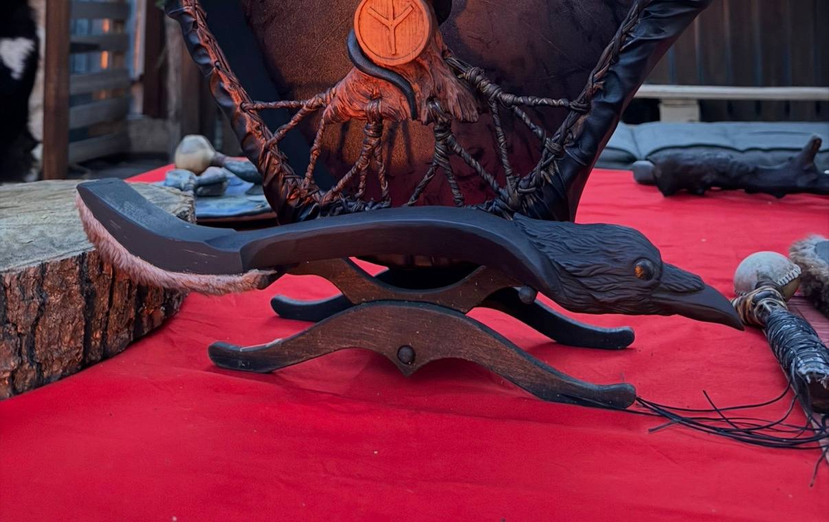 Shamanic Drum Beater 'Raven' — 16"