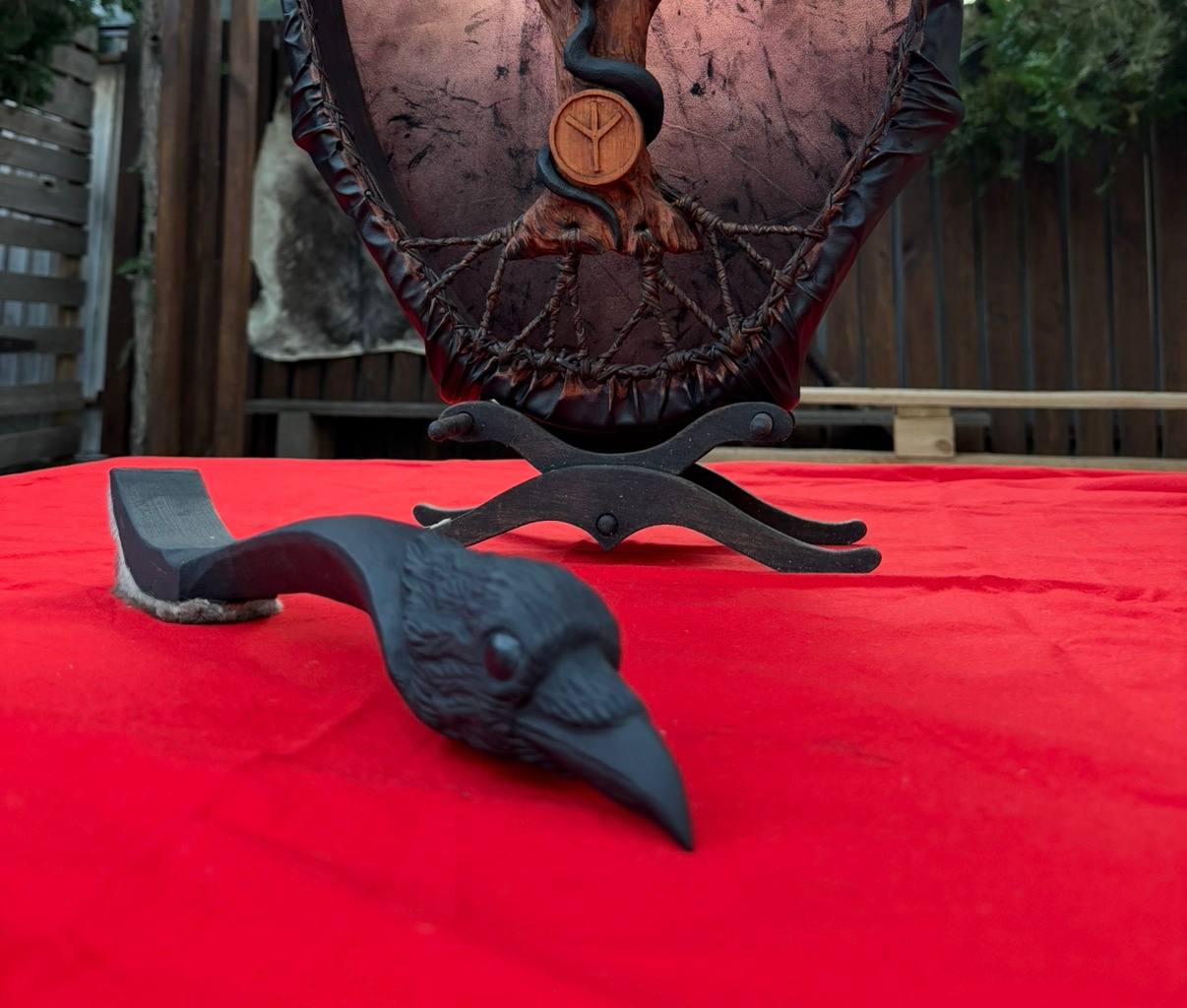 Shamanic Drum Beater 'Raven' — 16"